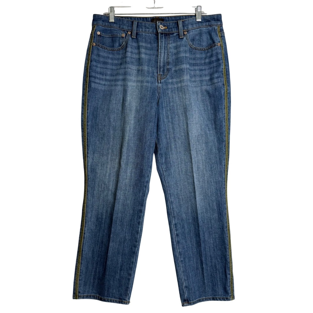 Talbots Modern Ankle Jeans Womens 12 Blue High Waist Relaxed Preppy Casual